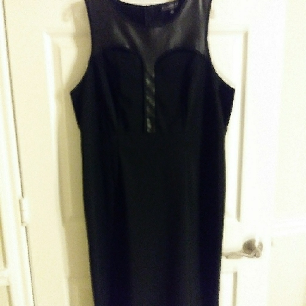 Eloquii Black Ladies Dress with Leatherette insert